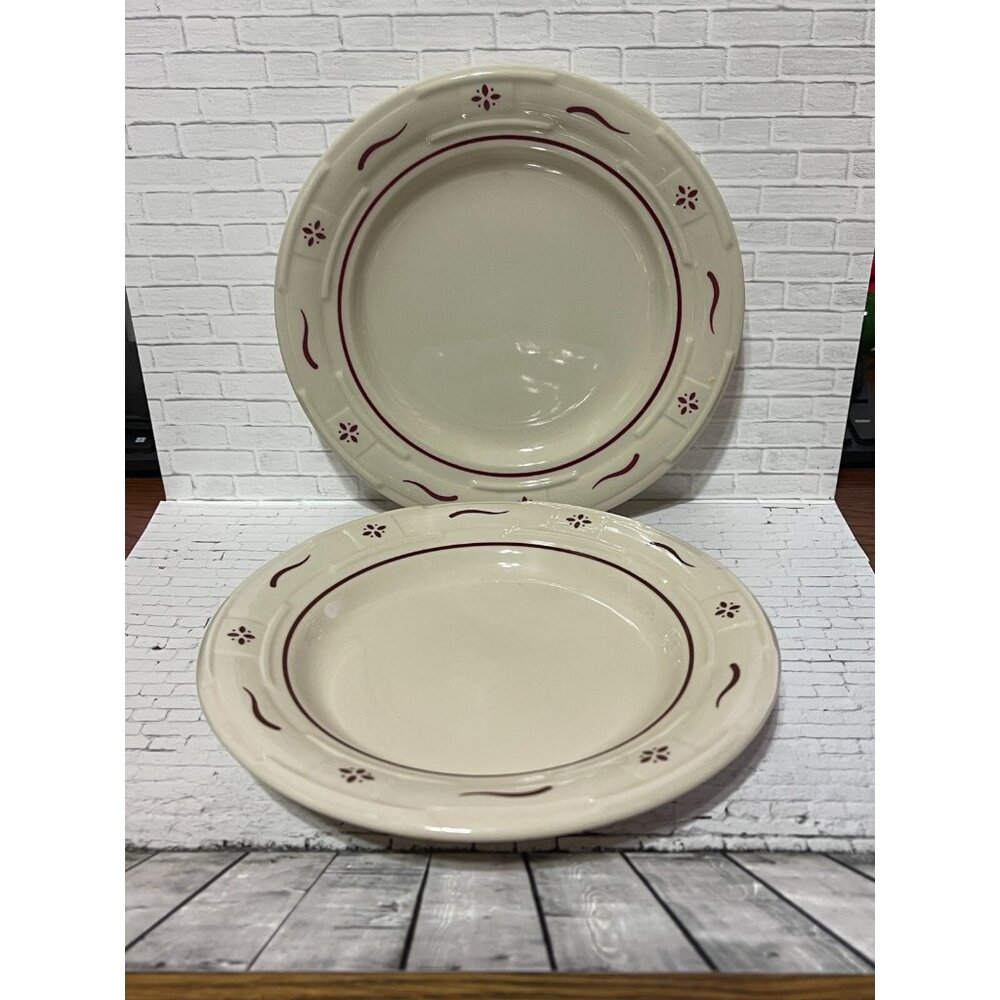 Longaberger Pottery Woven Traditions Red Small Plates 7 1/4” Set of 2